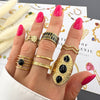 Bold Black Stone 18K Gold-Plated Adjustable Ring – Waterproof & Hypoallergenic