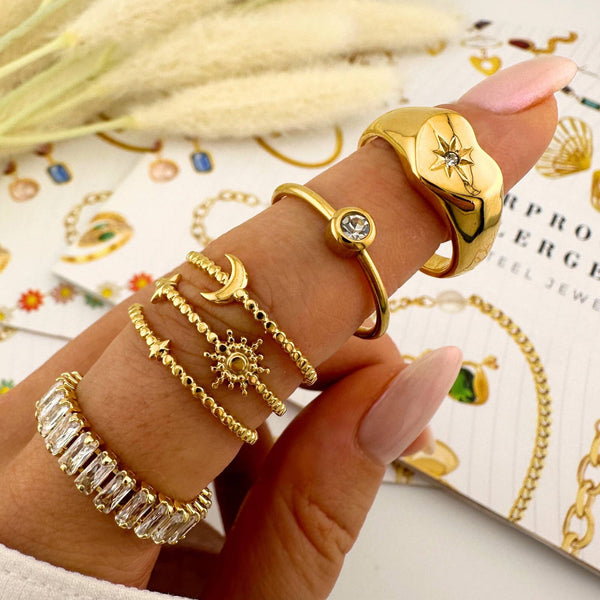 Bella Baguette 18K Gold-Plated Ring – Waterproof & Hypoallergenic