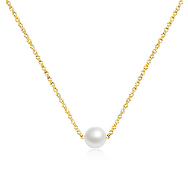Isla Pearl Station Necklace – 18K Gold-Plated, Waterproof & Hypoallergenic
