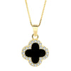 Black clover 18K gold-plated waterproof necklace with cubic zirconia – Yumeira Jewelry UAE