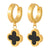 18K gold-plated black clover hoop earrings – waterproof and hypoallergenic jewelry UAE