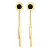 Gold chain drop earrings with black enamel center – waterproof hypoallergenic UAE jewelry