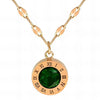 Emerald Round Stone 18K Gold-Plated Necklace – Waterproof & Hypoallergenic