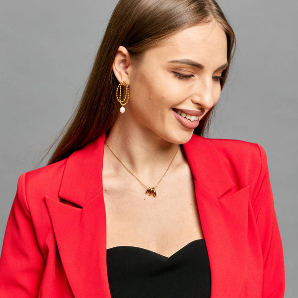 Elara Pearl Drop Earrings – 18K Gold Plated Stainless Steel