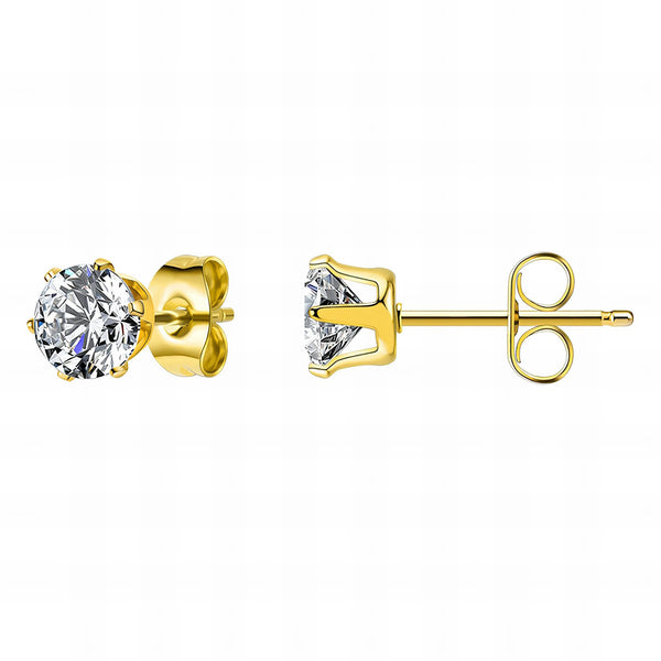 CZ gold-plated small stud earrings waterproof hypoallergenic – Yumeira Jewelry UAE