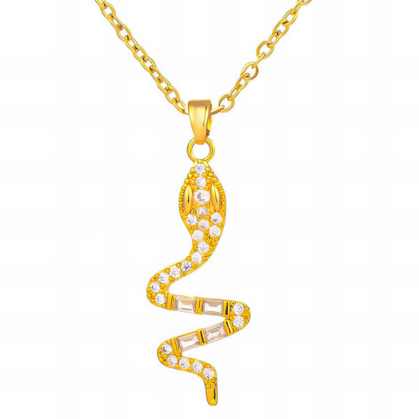 Serena Snake Pendant Necklace – 18K Gold-Plated, Waterproof & Hypoallergenic