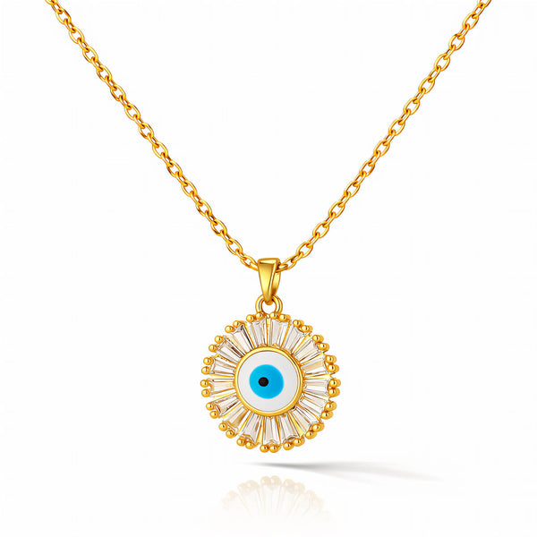 Nazar Evil Eye Pendant Necklace – 18K Gold-Plated Brass