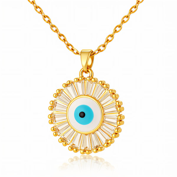 Nazar Evil Eye Pendant Necklace – 18K Gold-Plated Brass