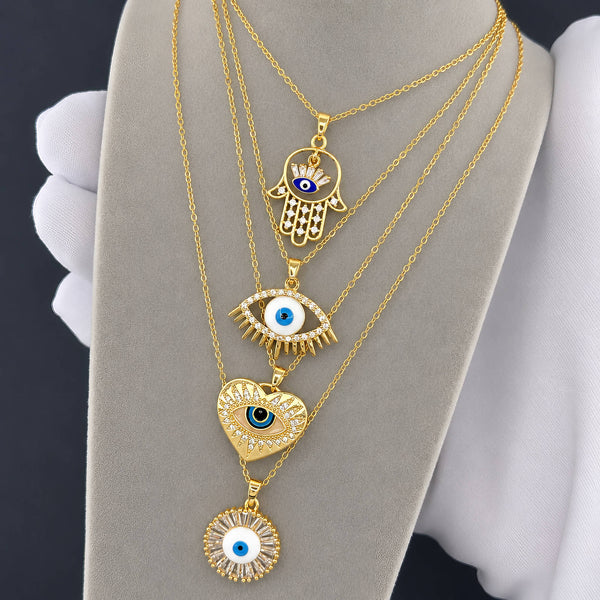 Nazar Evil Eye Pendant Necklace – 18K Gold-Plated Brass