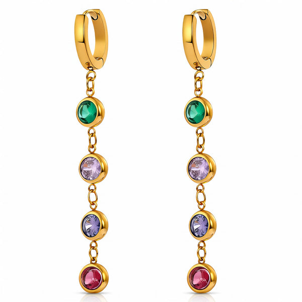 Bella Drop Hoop Earrings – 18K Gold-Plated, Waterproof & Hypoallergenic