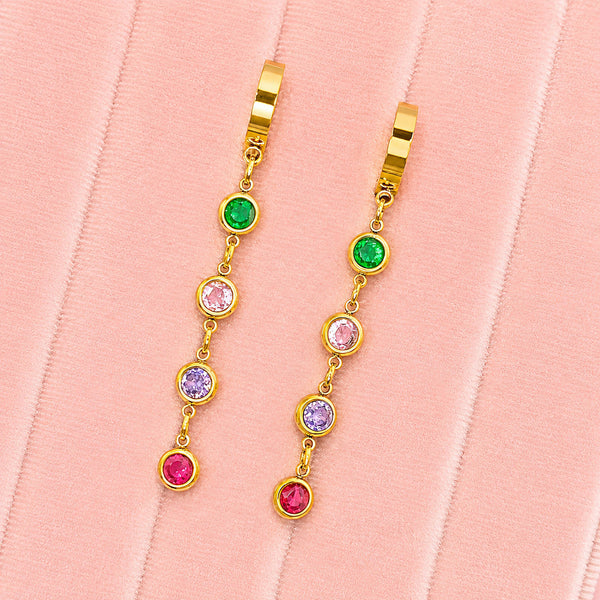 Bella Drop Hoop Earrings – 18K Gold-Plated, Waterproof & Hypoallergenic