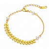 Reem Leaf & Pearl Anklet – 18K Gold-Plated, Waterproof & Hypoallergenic
