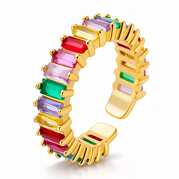 Dalia Crystal Adjustable Ring – 18K Gold-Plated Brass