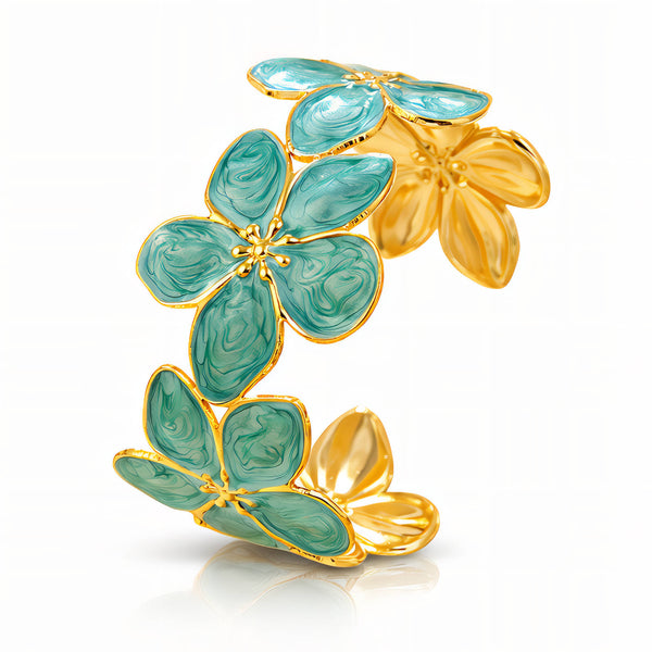 Elara Flower Meadow Cuff – 18K Gold-Plated, Waterproof & Hypoallergenic
