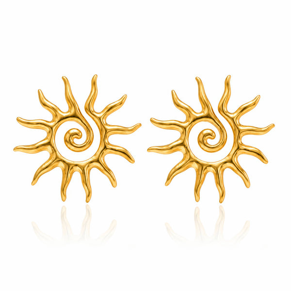 Farah Sunburst Stud Earrings – 18K Gold-Plated, Waterproof & Hypoallergenic