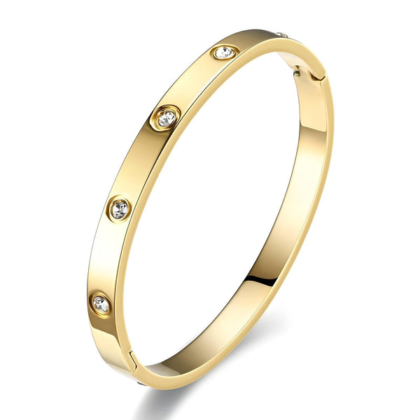 18K gold plated slim CZ bangle bracelet – waterproof stainless steel jewelry UAE