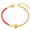 18K gold plated red cord bracelet with gold bead – waterproof stainless steel jewelry UAE