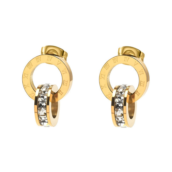 18K gold plated dual-tone mini hoop earrings with cubic zirconia – waterproof stainless steel earrings UAE