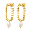 Gold beaded pearl drop earrings – 18K gold plated stainless steel waterproof jewelry UAE
