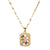18K gold plated rectangular pendant necklace with emerald green stone – waterproof stainless steel jewelry UAE