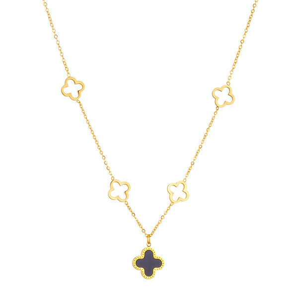18K gold plated four-leaf clover charm necklace – waterproof stainless steel jewelry for women UAE