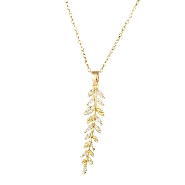 18K gold plated leaf pendant necklace – waterproof stainless steel jewelry for women UAE