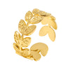 18K gold plated leaf wrap adjustable ring – waterproof stainless steel jewelry for women UAE