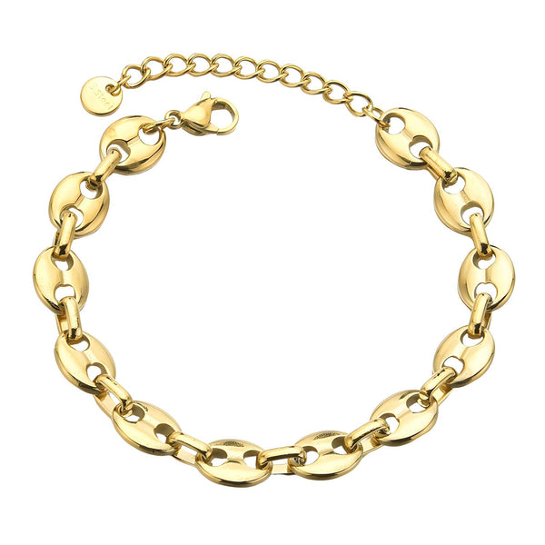 18K gold plated oval chain bracelet – waterproof stainless steel jewelry for women UAE