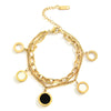 18K gold plated black charm bracelet with CZ mini pendants – waterproof stainless steel jewelry UAE