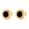 18K gold plated black enamel round stud earrings for women – stainless steel waterproof jewelry UAE