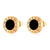 18K gold plated black enamel round stud earrings for women – stainless steel waterproof jewelry UAE