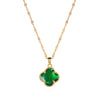 18K gold plated four-leaf clover pendant necklace with green enamel – waterproof stainless steel jewelry UAE