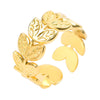 18K Gold Plated Stainless Steel Leafs Finger Ring