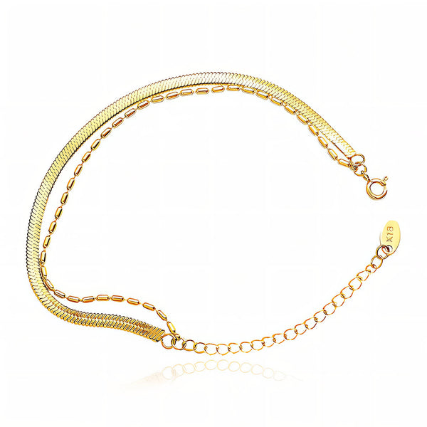 Lina Double Chain Anklet – 18K Gold-Plated, Waterproof & Hypoallergenic