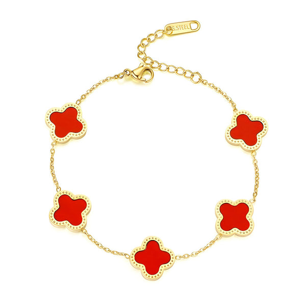 18K Gold Plated Stainless Steel Four-Leaf Clover Bracelet