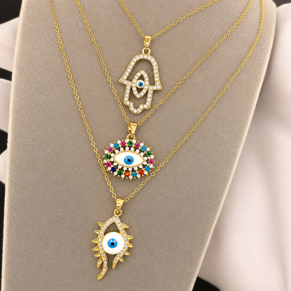 Mira Evil Eye Necklace – 18K Gold-Plated Brass