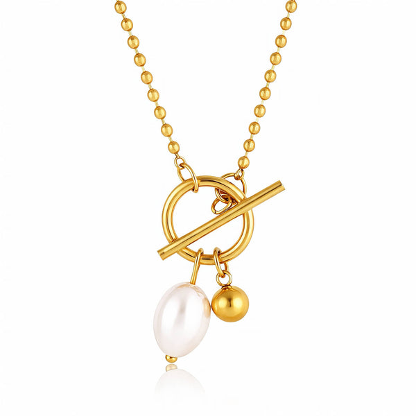 Leen Freshwater Pearl Necklace – 18K Gold-Plated, Waterproof & Hypoallergenic