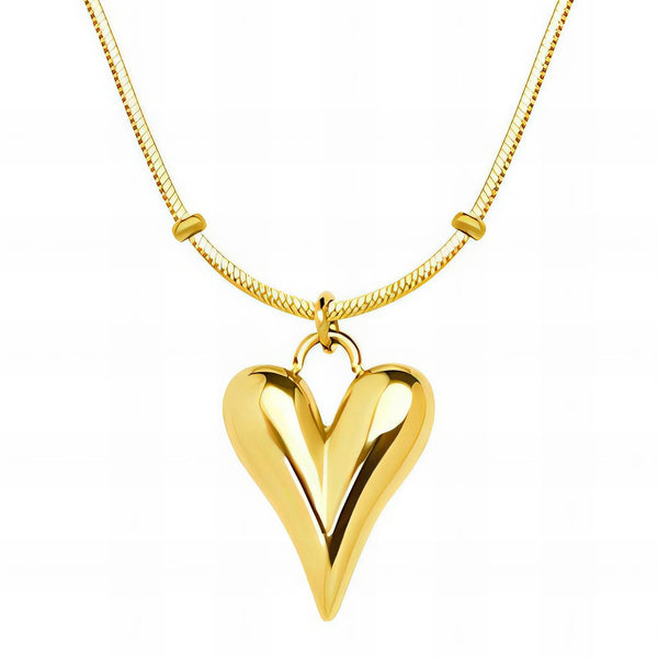 18K gold-plated double-heart pendant necklace – waterproof hypoallergenic women’s jewelry UAE