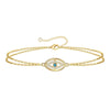 18K gold plated evil eye double-chain bracelet with cubic zirconia – waterproof stainless steel jewelry UAE