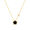 18K gold plated black flower necklace – waterproof stainless steel jewelry for women UAE