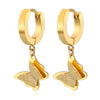 18K gold plated butterfly charm hoop earrings – waterproof stainless steel earrings UAE