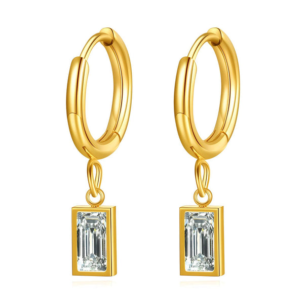 18K gold plated crystal drop hoop earrings for women – stainless steel waterproof jewelry UAE