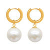 18K gold plated pearl drop hoop earrings – waterproof stainless steel earrings with pearl imitation UAE