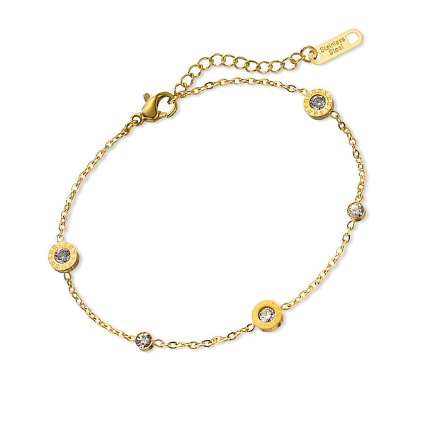 Dainty gold bracelet with small cubic zirconia charms – waterproof hypoallergenic jewelry UAE
