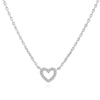 Silver stainless steel heart pendant necklace with cubic zirconia – waterproof jewelry for women UAE