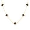 18K gold plated black clover necklace with multiple four-leaf pendants – waterproof stainless steel jewelry UAE