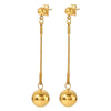 18K gold plated long drop earrings with spherical charm – waterproof stainless steel jewelry UAE