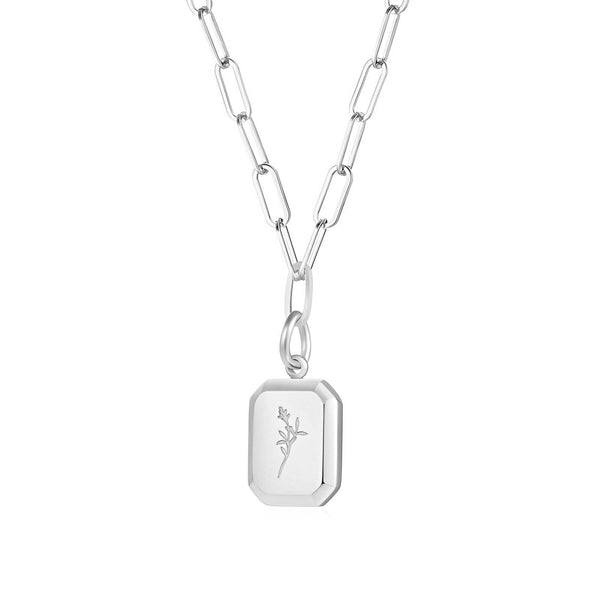 Minimal 18K gold plated flower tag necklace – waterproof stainless steel pendant for women UAE