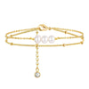 18K gold plated triple-chain bracelet with pearls and CZ drop – waterproof stainless steel jewelry UAE