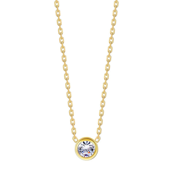 18K gold plated solitaire crystal necklace – waterproof stainless steel jewelry for women UAE